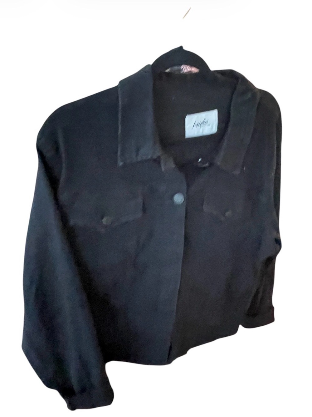 Angels Black Button-Front Jean Jacket